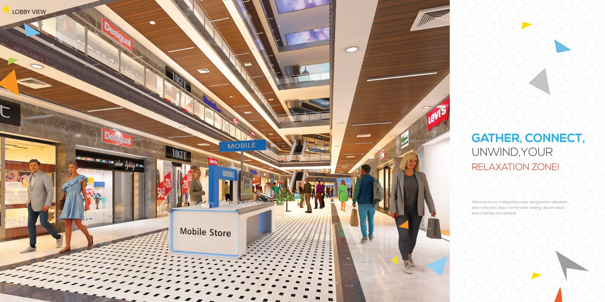 Palladium Mall brochure - Mall corridor and retail stores